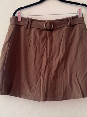 Recess Brown Belted A-Line Women's Skort